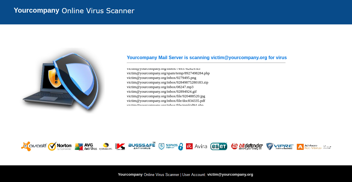 The fake scanner site is simulating a scan